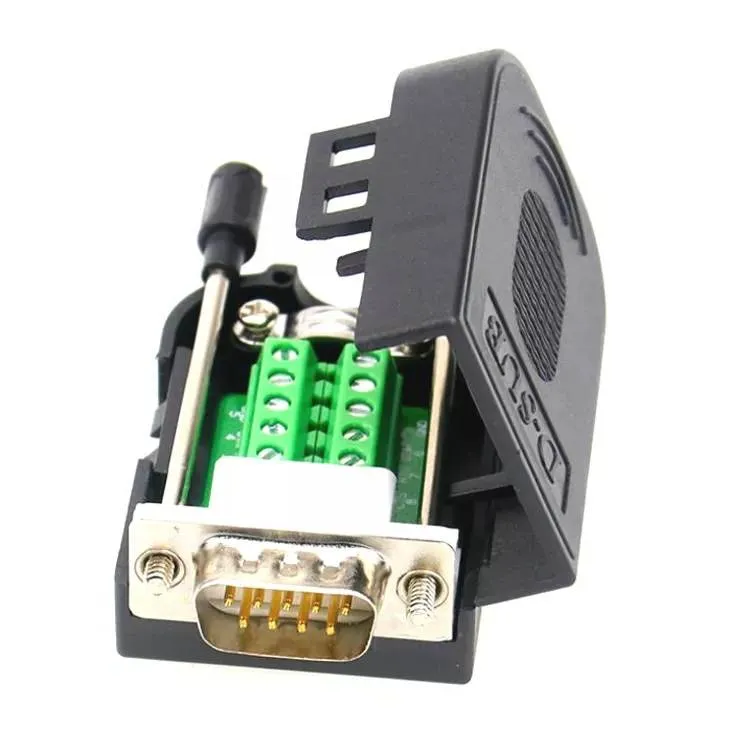 DB9 Male 9Pin Black Cover Screw Type Breakout Terminals Connector
