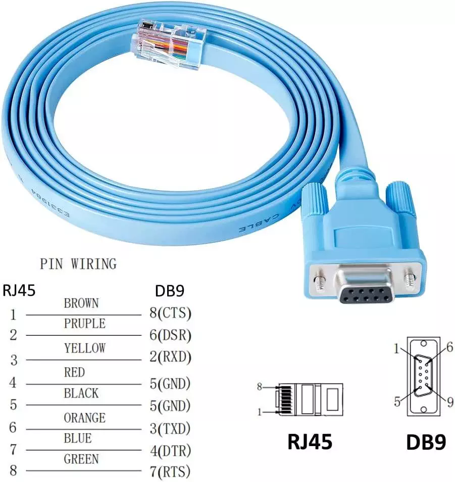 DTech DB9 to RJ45 Console Cable Cisco Device Management Serial Adapter ...